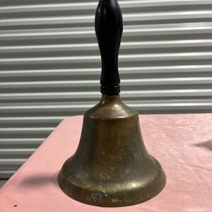Antique Brass Hand Bell with Black Wooden Handle